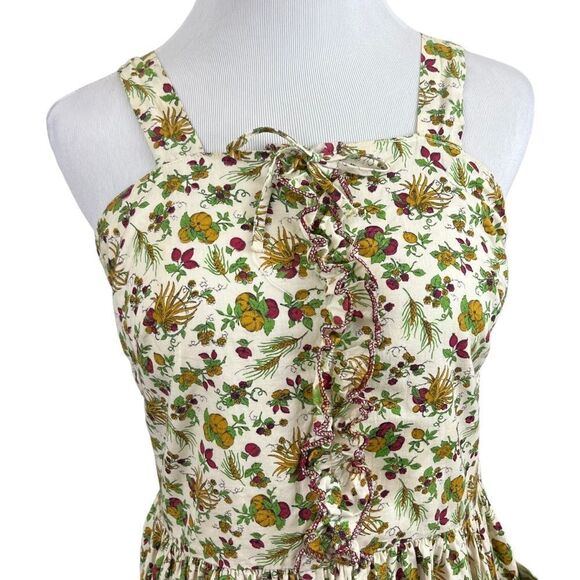 Vintage 70’s Handmade Autumn Novelty Print Sundress S - Picture 4 of 11